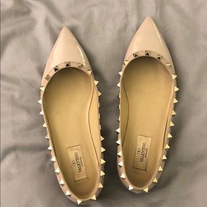 Valentino Rockstud Ballerina Flats rubber, Poudre